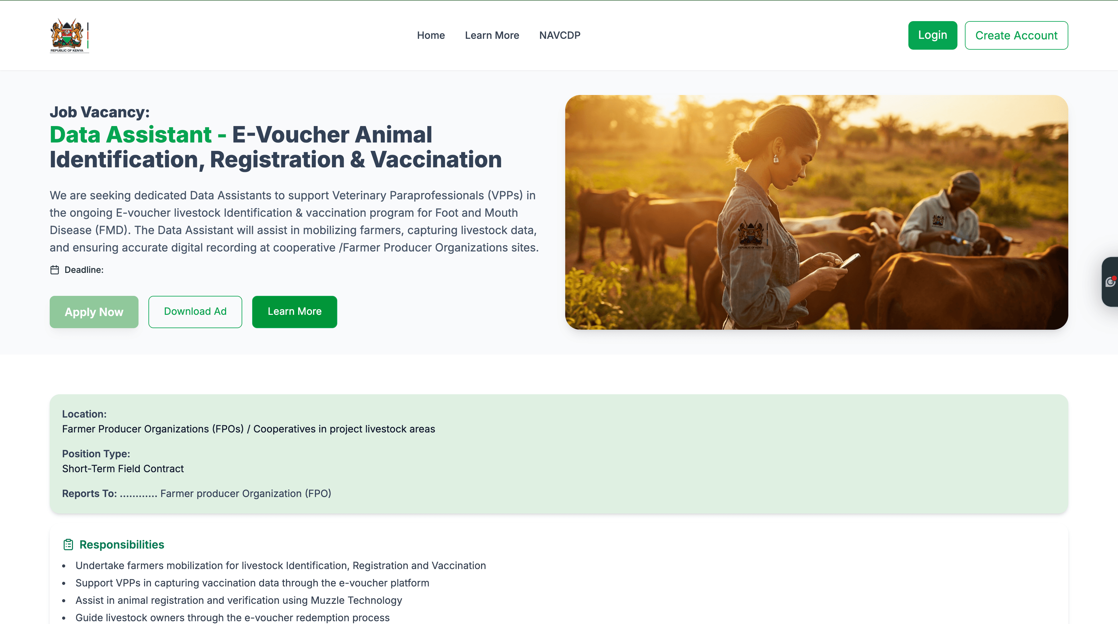 Animal Health Data Assistant Recruitment Portal